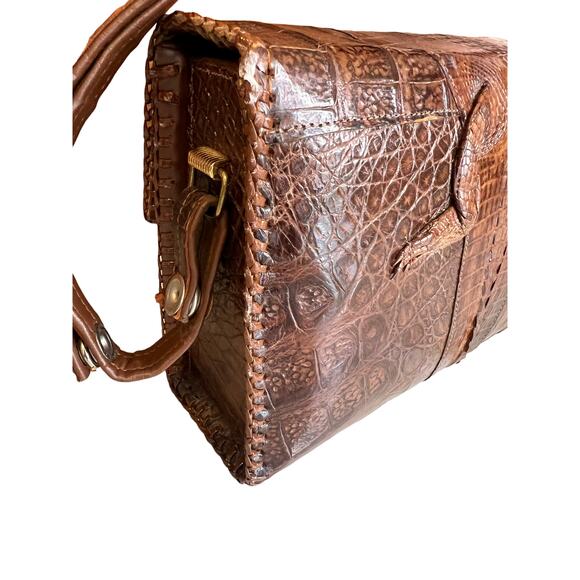 Vintage 60s genuine American Alligator structured purse brown - Picture 11 of 12